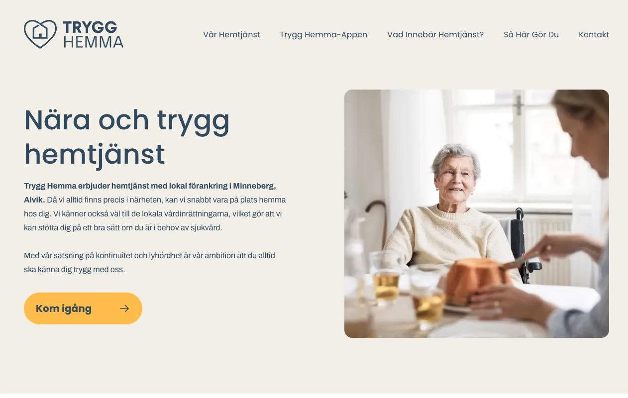 Trygg Hemma website screenshot